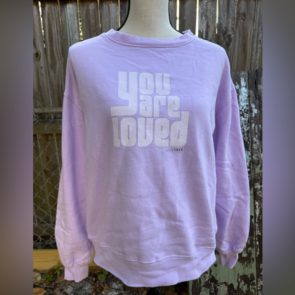 Peace Love World LOVE HER ‘You are Loved’ Women's Lavender Sweatshirt